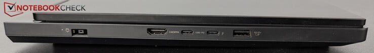 Слева: питание, HDMI, USB-C с TB 4 (DP), USB-C (10 Гбит/с, PD 65-100 Вт, DP), USB-A (10 Гбит/с, всегда включен)