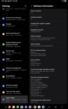Программное обеспечение Samsung Galaxy Tab S10 FE