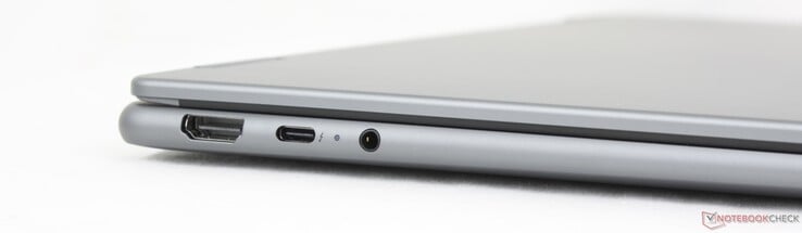 Слева: HDMI 1.4b, USB-C 4.0 w/ Thunderbolt 4, DisplayPort 2.1 + Power Delivery 3.0, гарнитура 3,5 мм