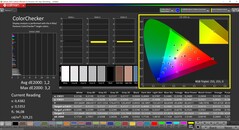 CalMAN ColorChecker (профиль: P3, целевое цветовое пространство: P3)