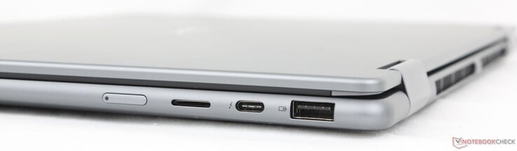 Справа: Кнопка питания, устройство чтения MicroSD, USB-C 4.0/ Thunderbolt 4, DisplayPort 2.1 + Power Delivery 3.0, USB-A 3.2 Gen. 1