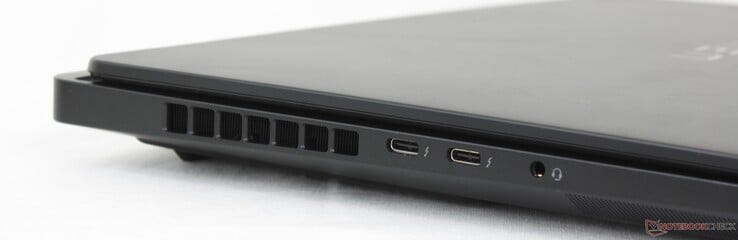 Слева: 2x USB-C Thunderbolt 4/ DisplayPort 2.1 + Power Delivery, гарнитура 3,5 мм